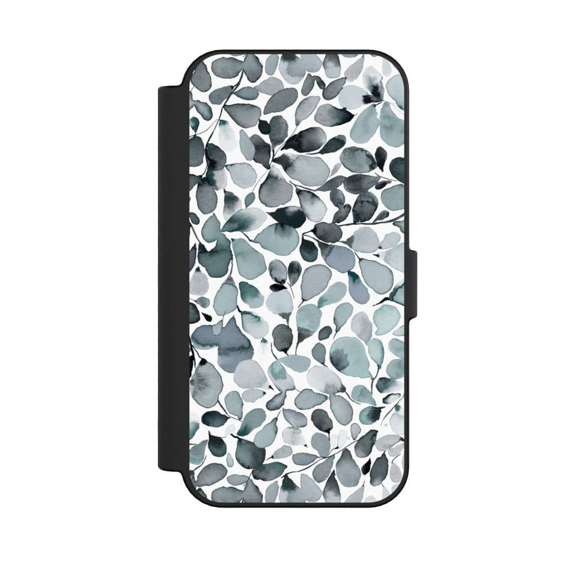 iPhone 16 NIVOflip Eukalyptus Aquarell Blätter Grau