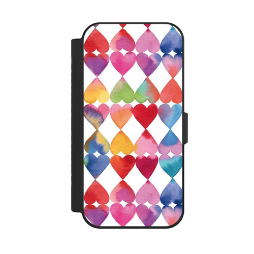 Apple iPhone 16 NIVOflip Colorful Watercolor Hearts Pattern