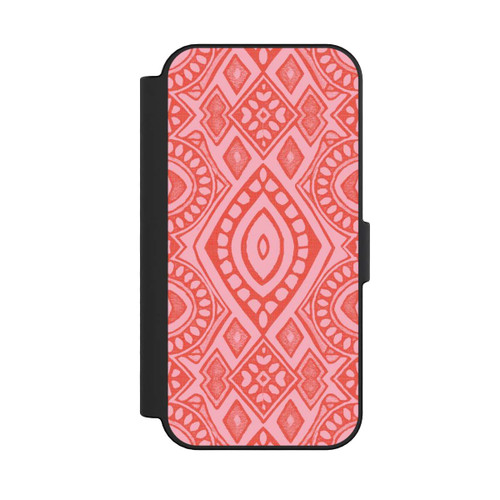 Apple iPhone 16 NIVOflip Boho Geometric Intricate Tribal Design in Shades of Pink