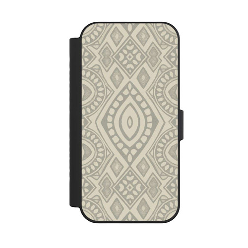 Apple iPhone 16 NIVOflip Boho Geometric Mosaic Pattern Neutral Grey and Beige
