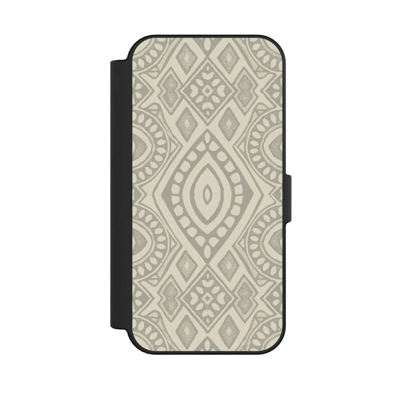 iPhone 16 NIVOflip Boho Geometric Mosaic Pattern Neutral Grey and Beige
