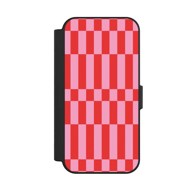 iPhone 16 NIVOflip Checked Abstract Bold Coral Red and Pink Color Block