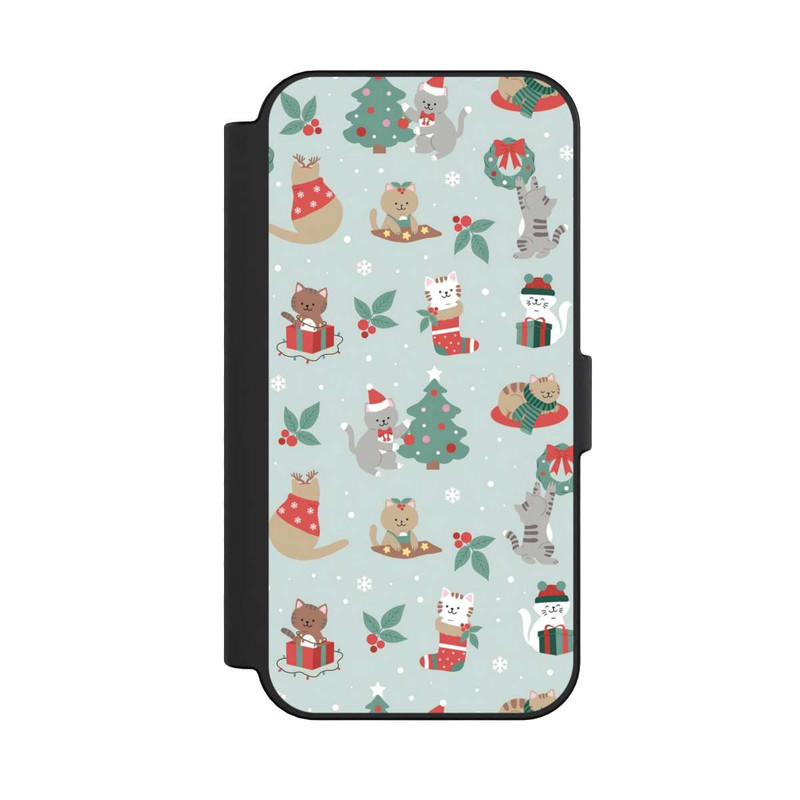 iPhone 16 NIVOflip festliche Katzen im Winterwunderland