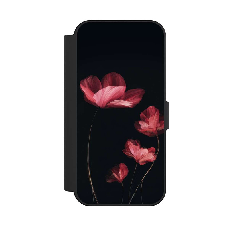 iPhone 16 NIVOflip Burgunder Blüten schwarz