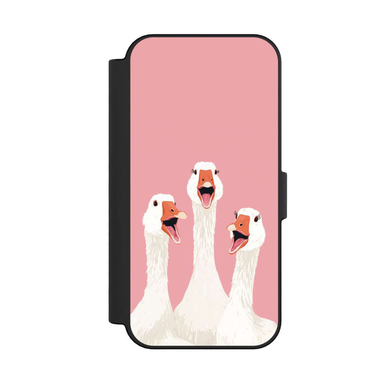 iPhone 16 NIVOflip Drei Gänse Rosa mit KI
