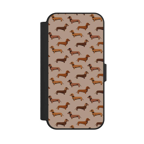 Apple iPhone 16 NIVOflip Dackel Muster Braun