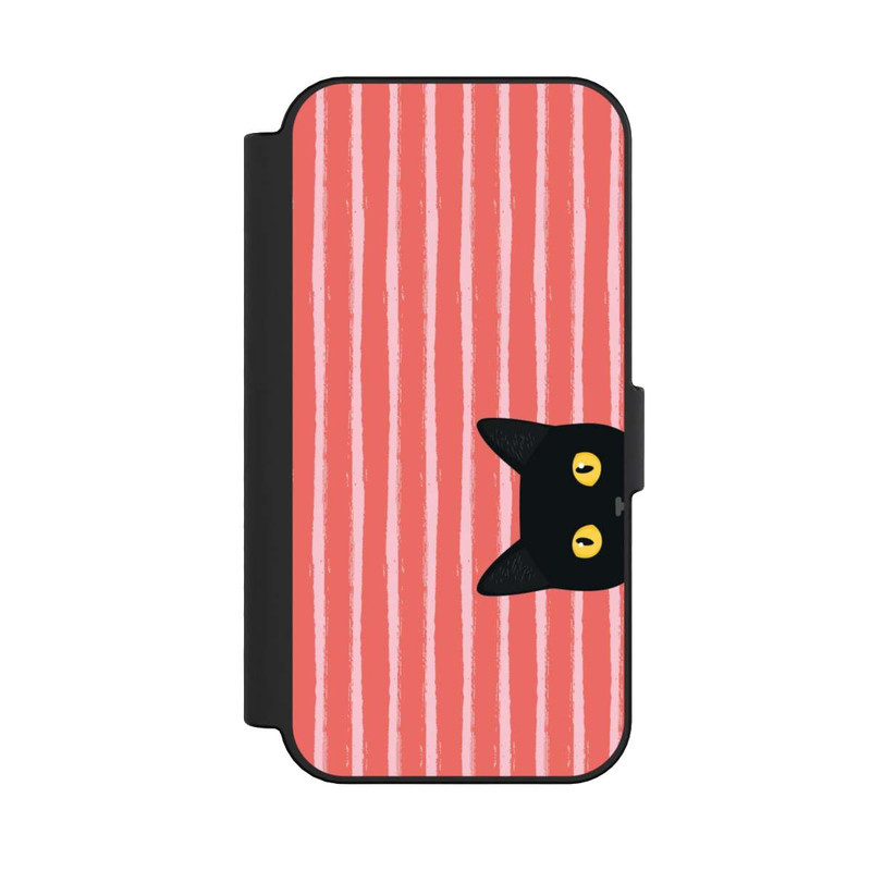 iPhone 16 NIVOflip Schwarze Katze Gestreift Orange