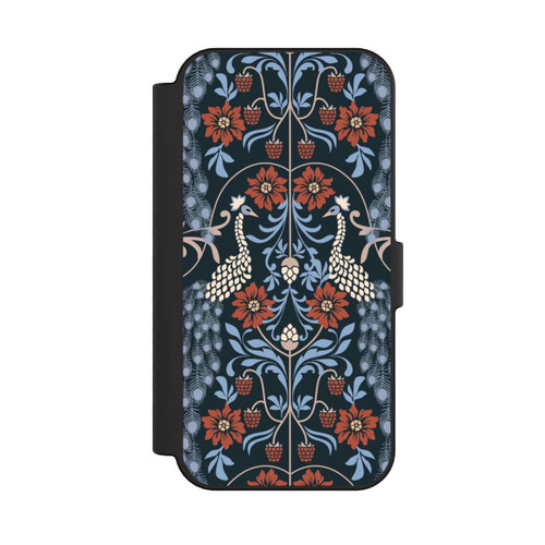 Apple iPhone 16 NIVOflip Vintage Peacock Garden Arts and Crafts Floral Dark