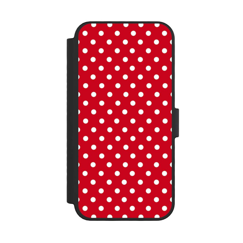 iPhone 16 Pro NIVOflip Polka Dots Dunkelrot und Weiß