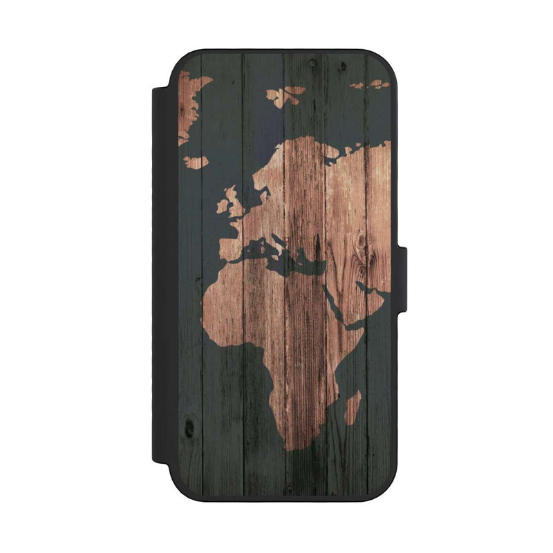 iPhone 16 Pro NIVOflip Carte du Monde Effet bois