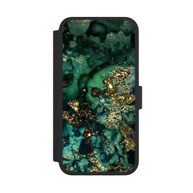 iPhone 16 Pro NIVOflip Cyan Glitzer Marmorlook