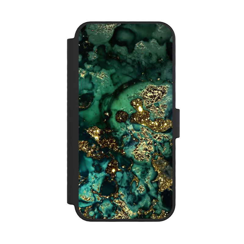 iPhone 16 Pro NIVOflip Marbre Cyan Scintillant