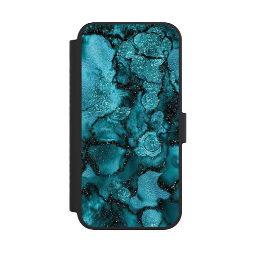 Apple iPhone 16 Pro NIVOflip  Blauer Glitzerlook