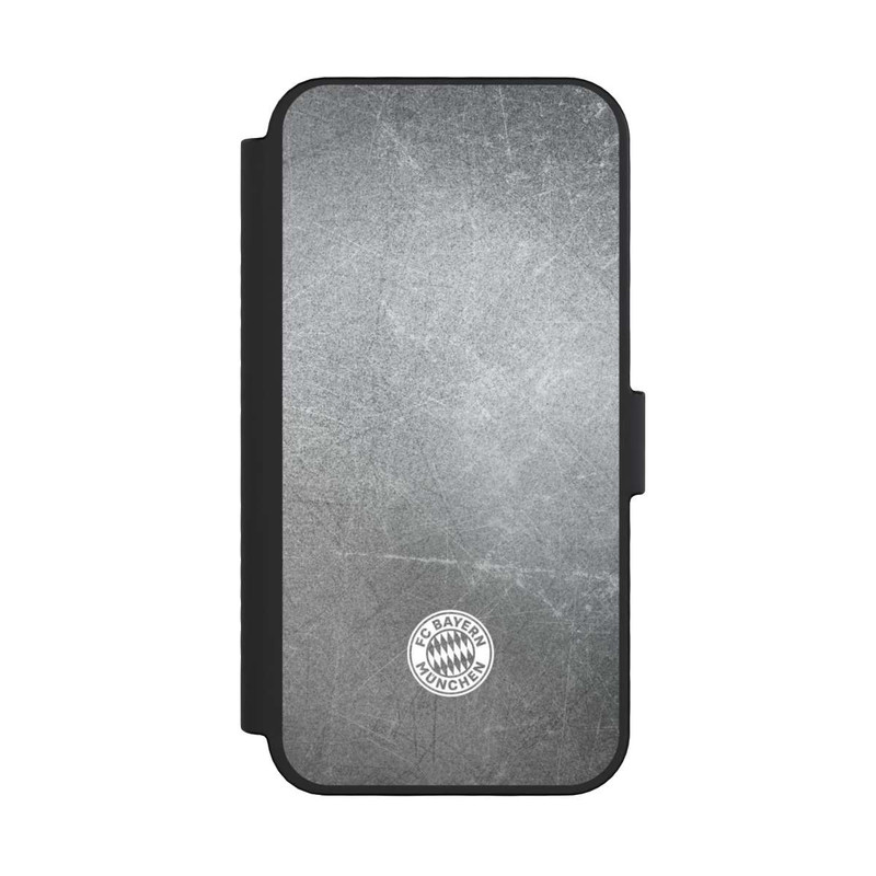 iPhone 16 Pro NIVOflip Klassisches FCB Logo Klein - Weiß auf Metalllook