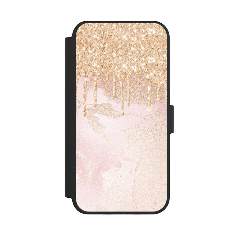 iPhone 16 Pro NIVOflip Gouttelettes Scintillantes Look Rose Gold
