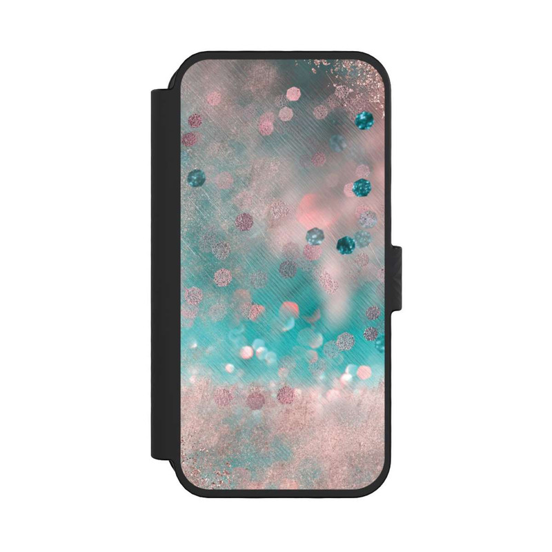 iPhone 16 Pro NIVOflip Turquoise Glamour Glitter Look