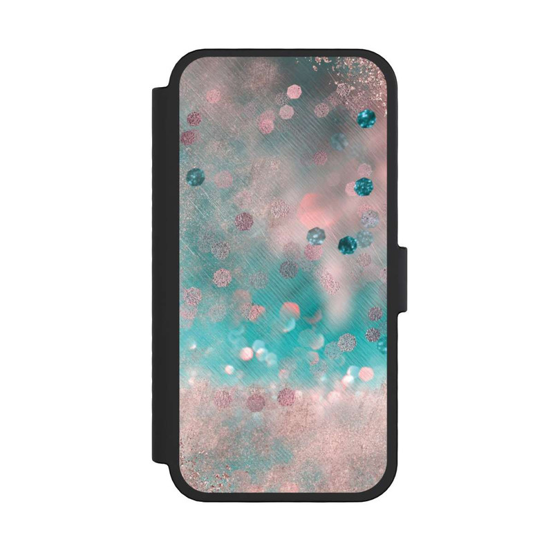 iPhone 16 Pro NIVOflip Türkis-glamouröser Glitzerlook