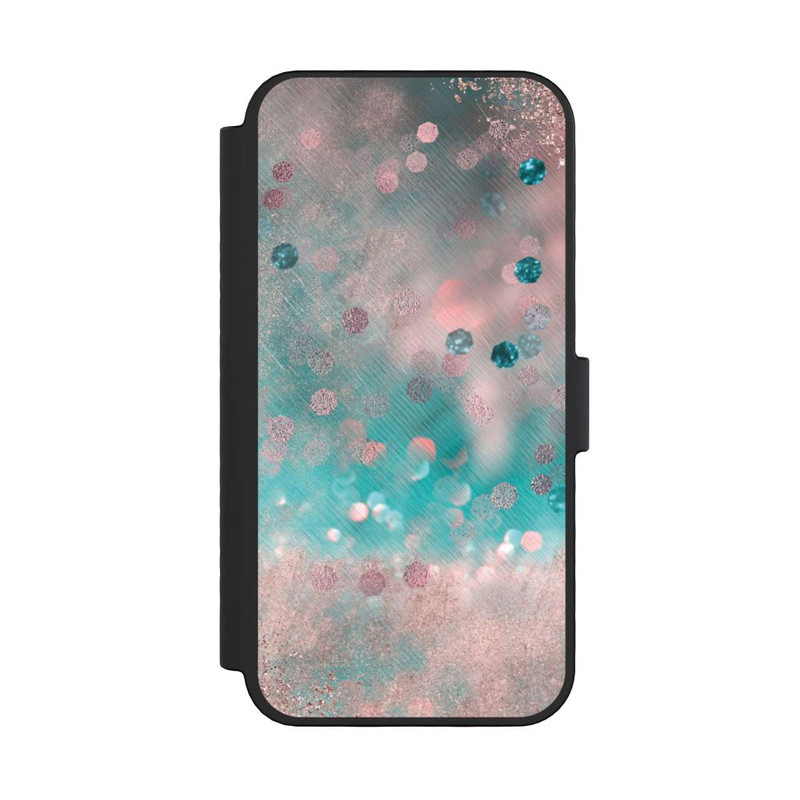 iPhone 16 Pro NIVOflip Look pailleté glamour turquoise