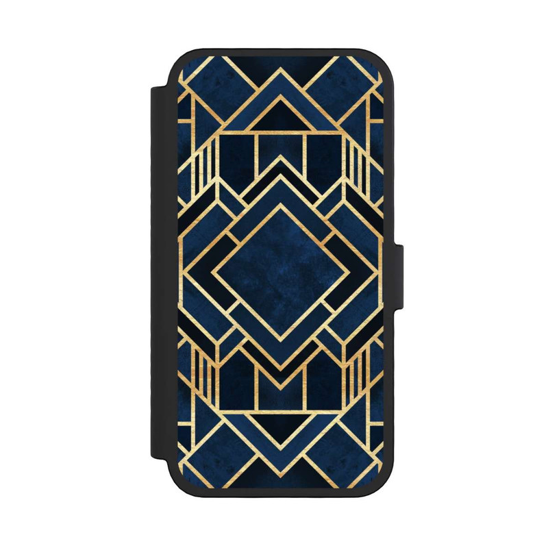 iPhone 16 Pro NIVOflip Kunst Deko Blau Golddruck