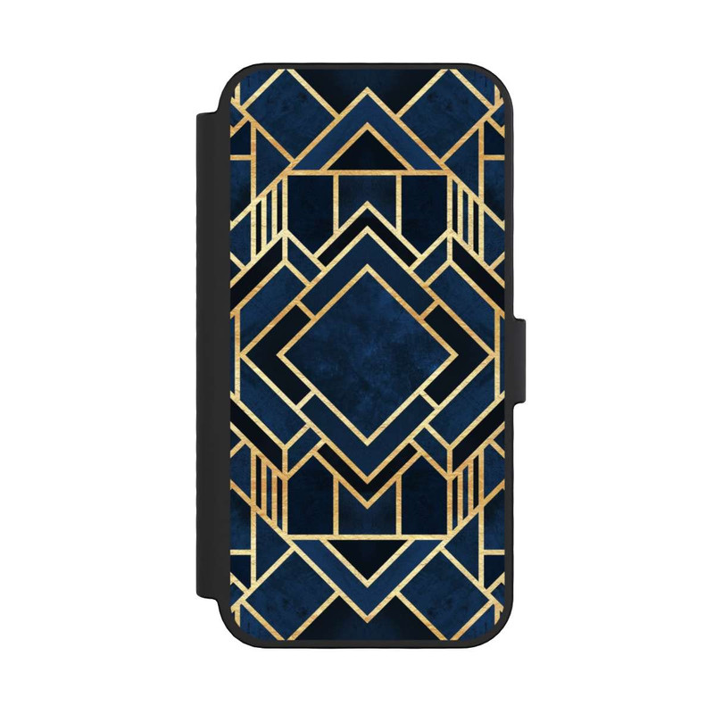 iPhone 16 Pro NIVOflip Kunst Deko Blau Golddruck