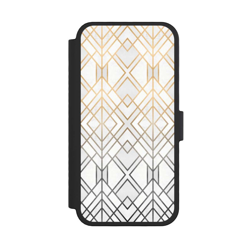 iPhone 16 Pro NIVOflip Gold und Grauer Geo Golddruck