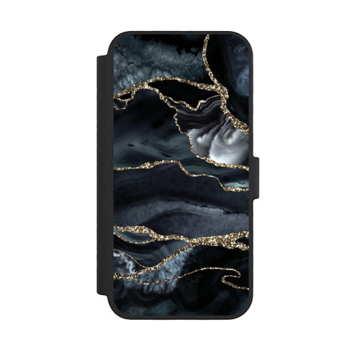 Apple iPhone 16 Pro NIVOflip Dunkler Marmor Gold Glitzerlook