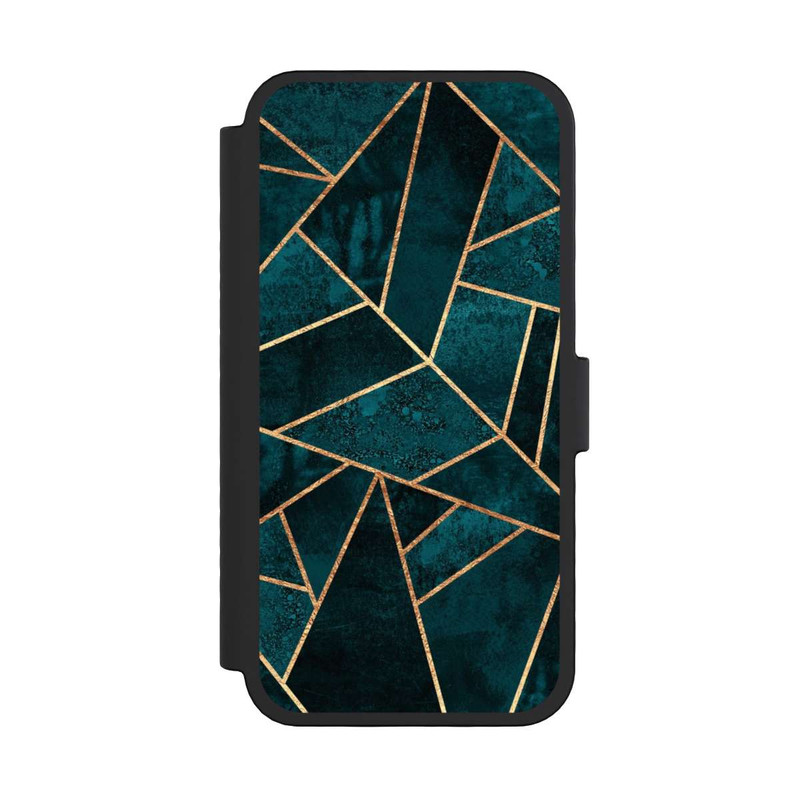 iPhone 16 Pro NIVOflip Tief Blaugrün Stein Gold Druck