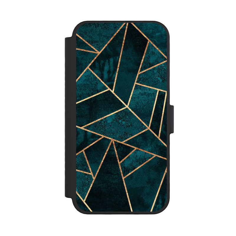 iPhone 16 Pro NIVOflip Imprimé or pierre sarcelle profond