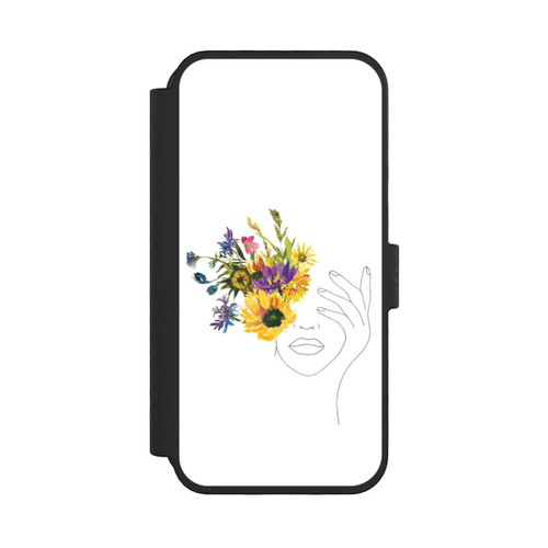 Apple iPhone 16 Pro NIVOflip Line Art Woman sunflowers