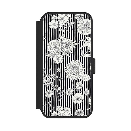 Apple iPhone 16 Pro NIVOflip Flowers and Stripes Black and White