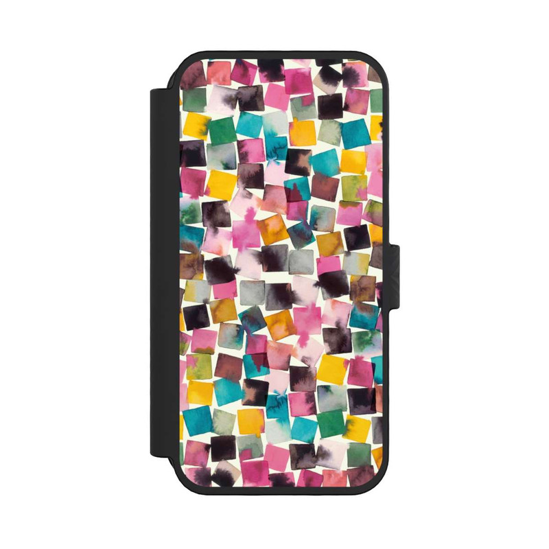 iPhone 16 Pro NIVOflip Aquarell geometrische Plaids rosa