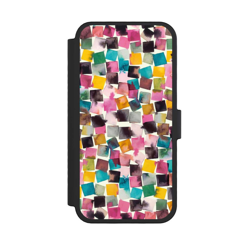iPhone 16 Pro NIVOflip Aquarell geometrische Plaids rosa