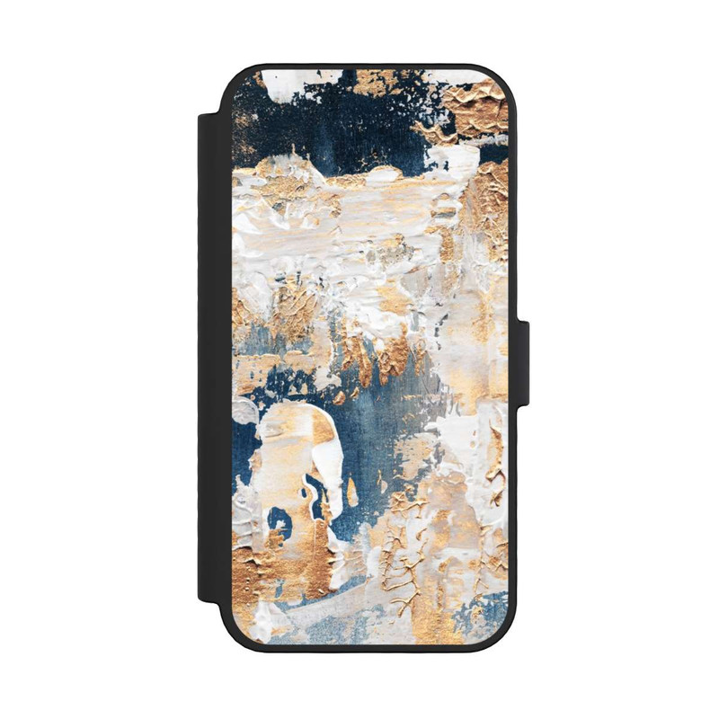 iPhone 16 Pro NIVOflip Abstraktion Blau und Gold