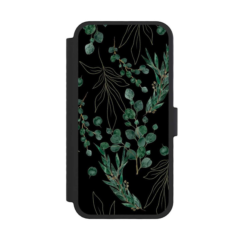 iPhone 16 Pro NIVOflip Feuilles d'Eucalyptus Fond Noir