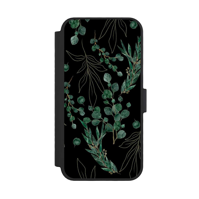 iPhone 16 Pro NIVOflip Feuilles d'Eucalyptus Fond Noir