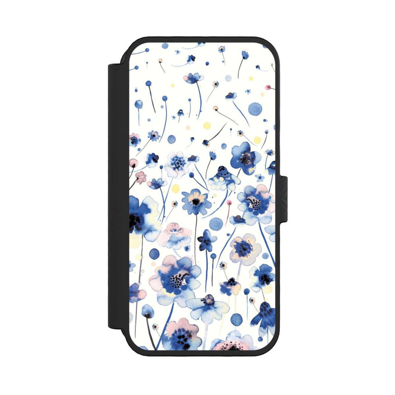 iPhone 16 Pro NIVOflip Aquarelltinte blaue Blumen