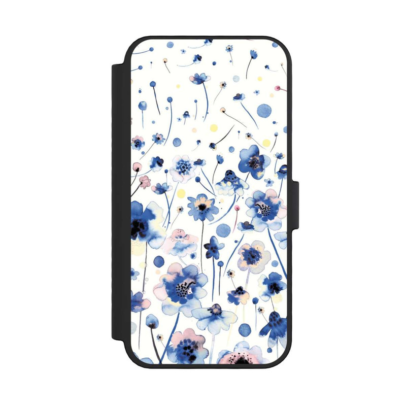 iPhone 16 Pro NIVOflip Watercolor Ink Blue Flowers