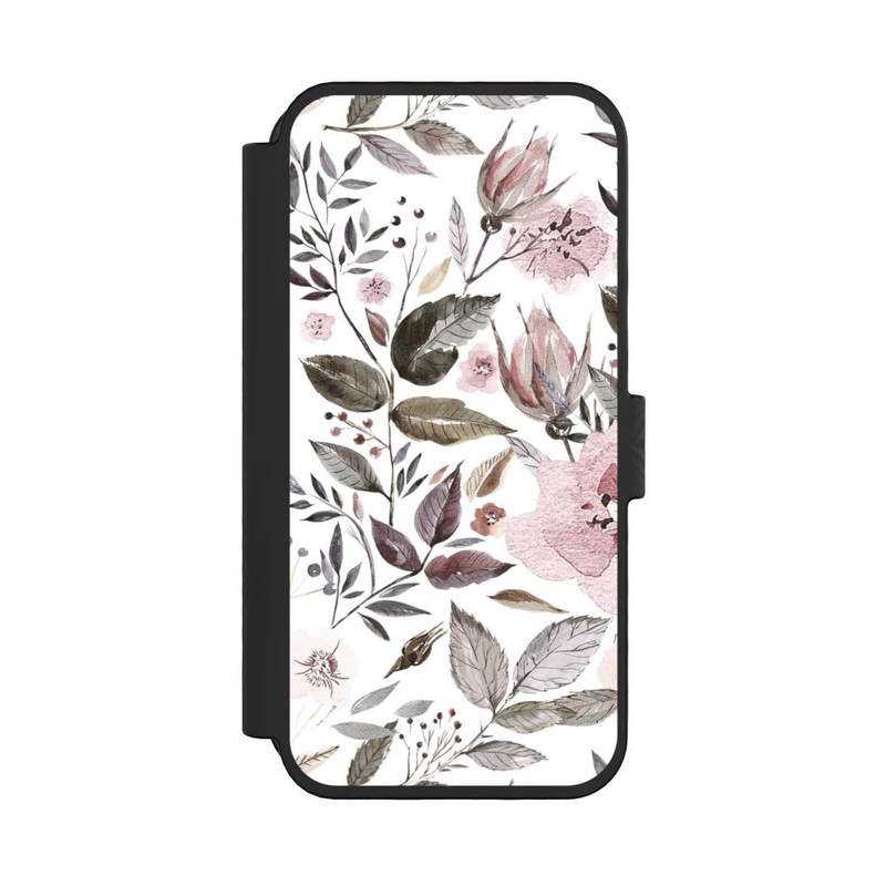 iPhone 16 Pro NIVOflip Aquarelle Fleurs Roses Brunes