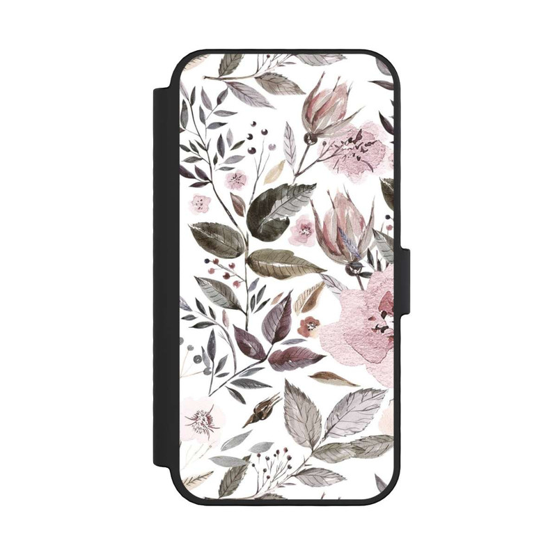 iPhone 16 Pro NIVOflip Aquarelle Fleurs Roses Brunes