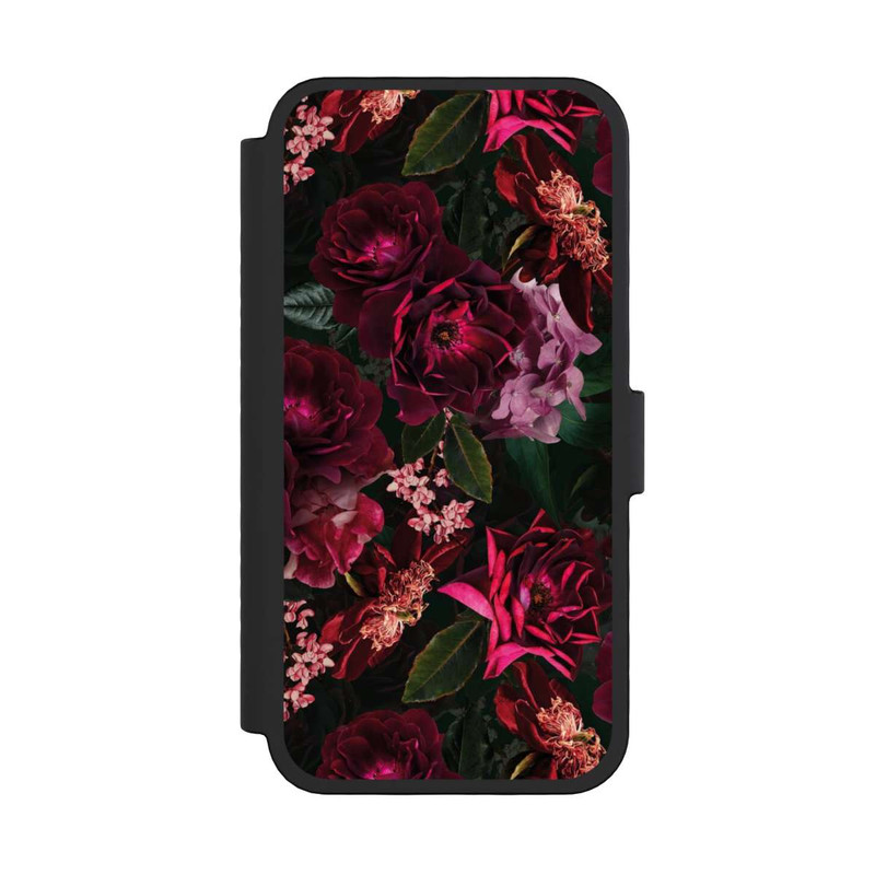 iPhone 16 Pro NIVOflip Dunkelrote und rosa Blüten