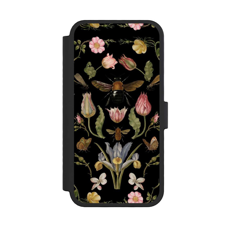 iPhone 16 Pro NIVOflip Wildblumen und Biene Schwarz