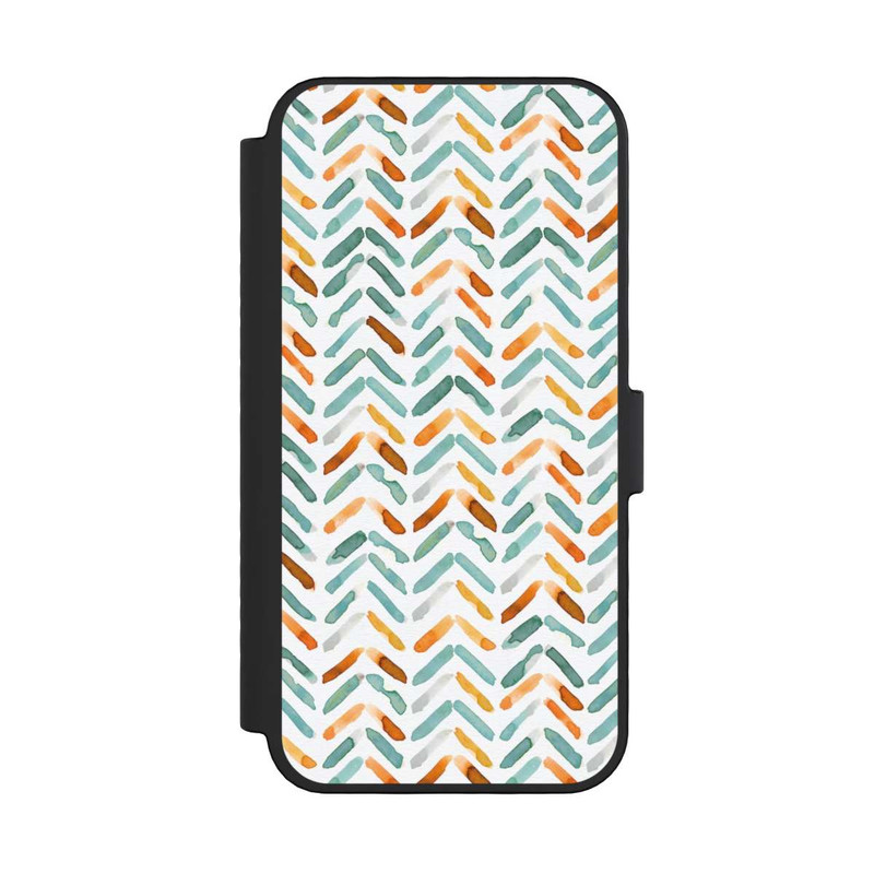 iPhone 16 Pro NIVOflip Elegantes Herbstchevron Blau Orange