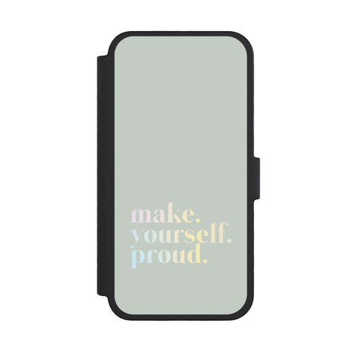 Apple iPhone 16 Pro NIVOflip Make Yourself Proud Zitat-Minze und Farbverlauf
