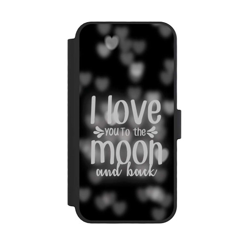 Apple iPhone 16 Pro NIVOflip I Love You to The Moon And Back Black Hearts
