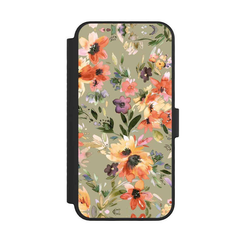 iPhone 16 Pro NIVOflip Malerische tropische Blumen Salbeigrün