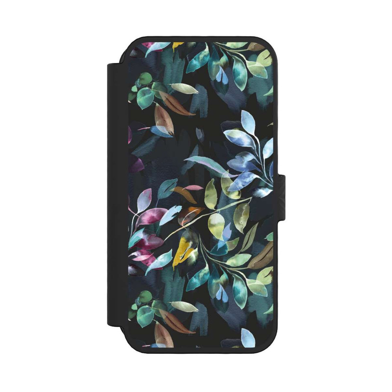 iPhone 16 Pro NIVOflip Watercolor Mystic Leaves Black