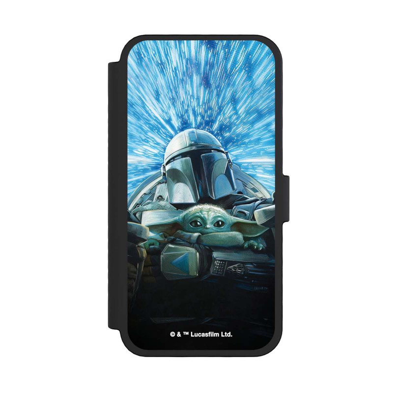 iPhone 16 Pro NIVOflip Grogu und Mando fliegen blau