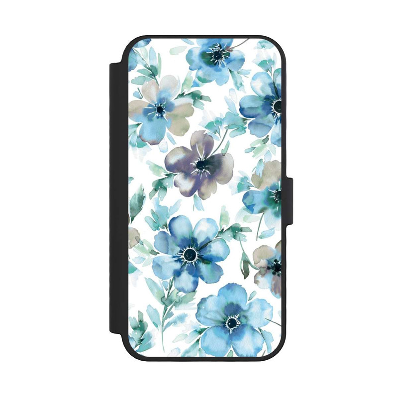 iPhone 16 Pro NIVOflip Motif de fleurs bleues Tendance