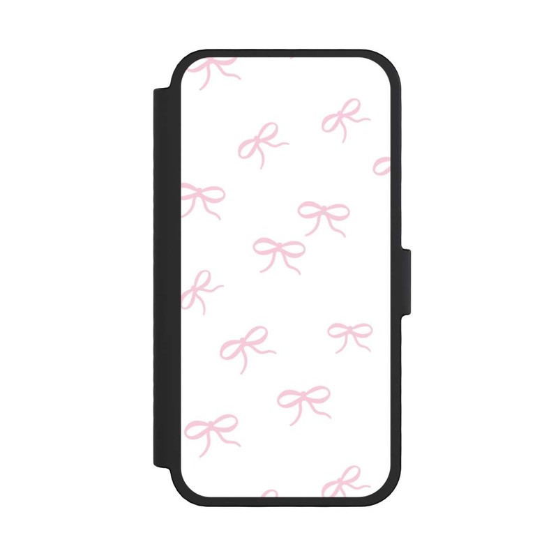 iPhone 16 Pro NIVOflip Schleifen Muster Rosa Weiß