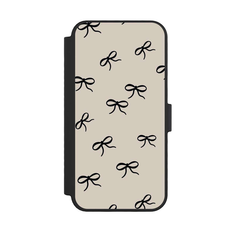 iPhone 16 Pro NIVOflip Bows Black Beige Pattern
